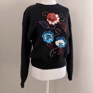 Vintage 90’s Russ Petites sequin floral sweater